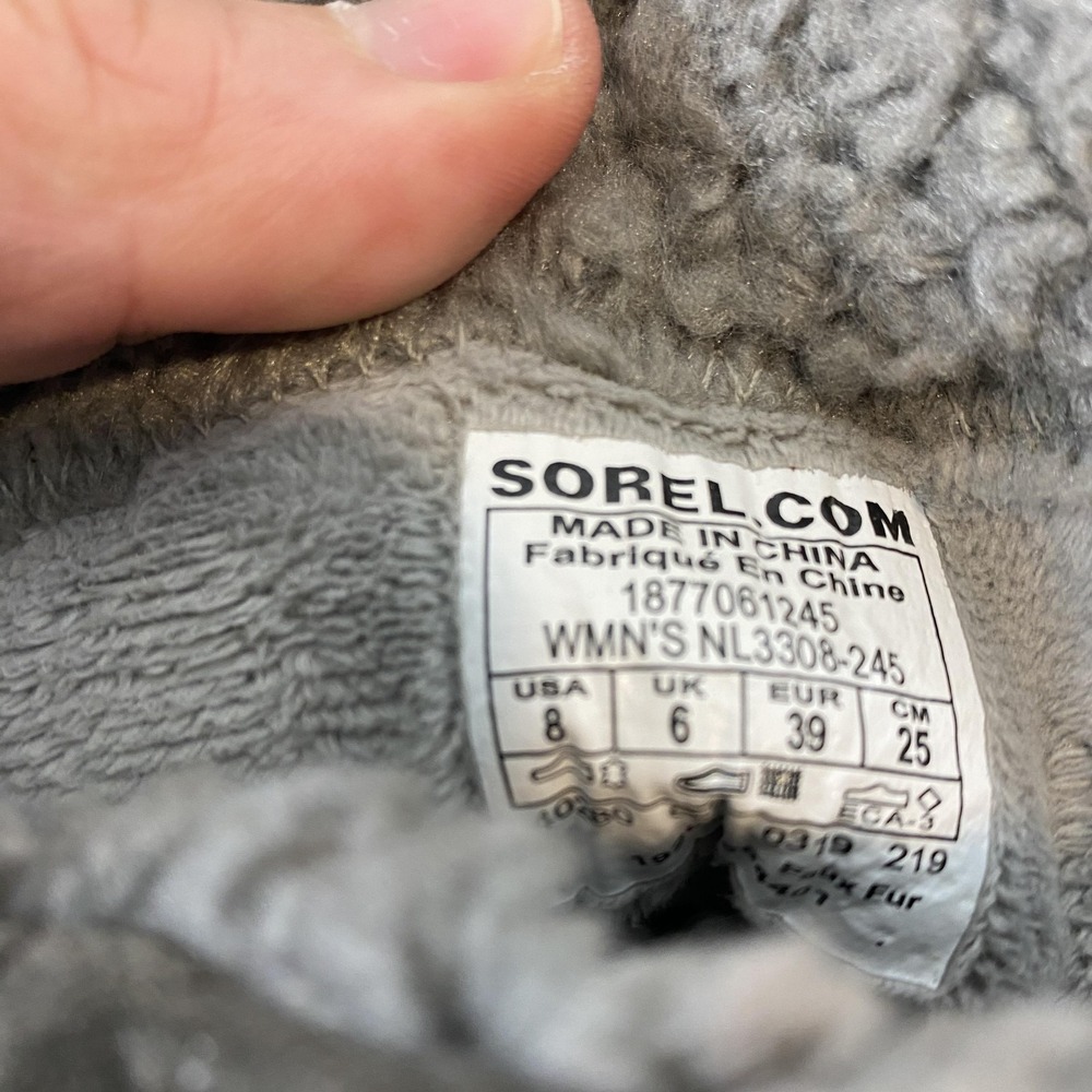 Sorel Snow Boots Womens Size 8 Gray Suede Waterproof Mid Calf Lace Up NL3308-245 - Picture 9 of 11